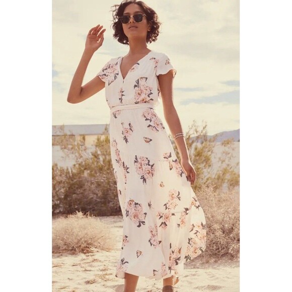 Free People All I Got Printed Ivory Floral Maxi Dress Size 0 - Picture 11 of 12